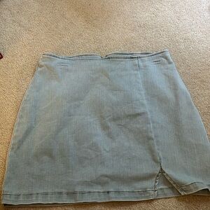 light wash jean skirt